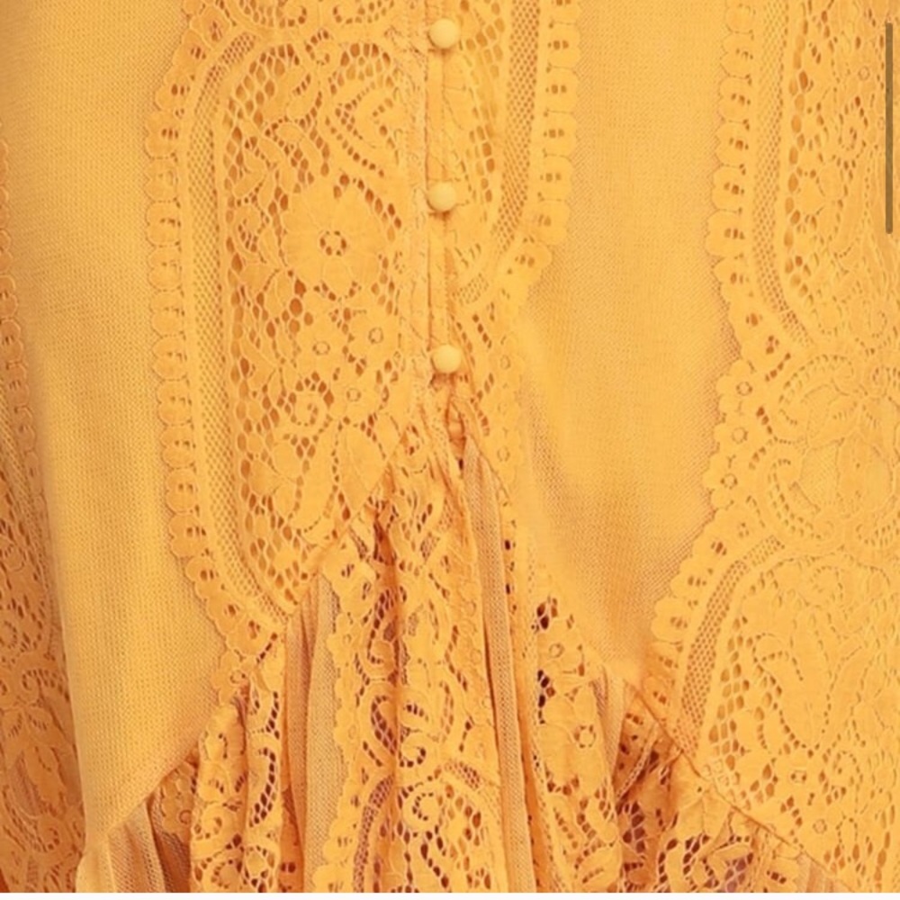 Bohemian Lace Button Midi Dress Boho Femme - Picture 5 of 9